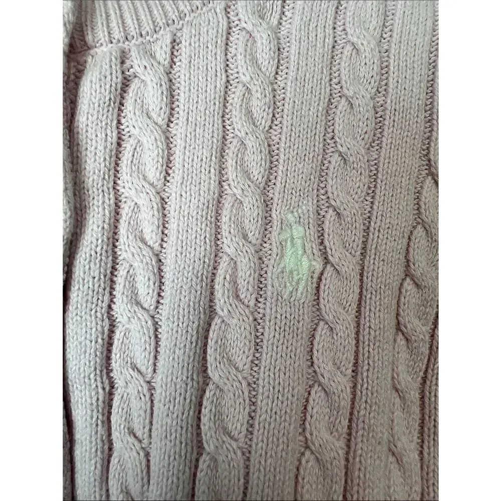 Ralph Lauren baby pink cotton cable cardigan sweater size 9 months